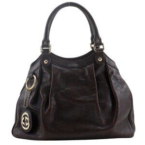 GUCCI Sukey Tote Bag 211944 GG Brown Sima leather Women